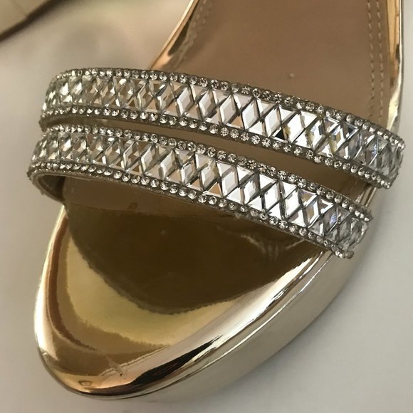 Gianni Bini Gold Beaded Platform Heels - Picture 5 of 14